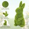2 PCS Moss Bunny Decorative Figurines Flocked Resin Easter Bunny Decor Green Moss Bunnies for Spring Indoor Table and Bookshelf Decorations Home Rabbit Decorations(Small)